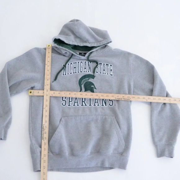 Vintage Colosseum Michigan State Spartans Grey & Green Pullover Hooded Sweater M - Picture 4 of 12